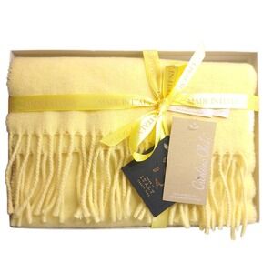 Christina Chiti Rectangular Fringe Scarf Yellow Pure 100% Wool‎ Made In Italy